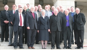 Clergy from Belfast, Liverpool and Glasgow who attended the North West Triangle meeting pictured on the steps outside Parliament Buildings at Stromont. 